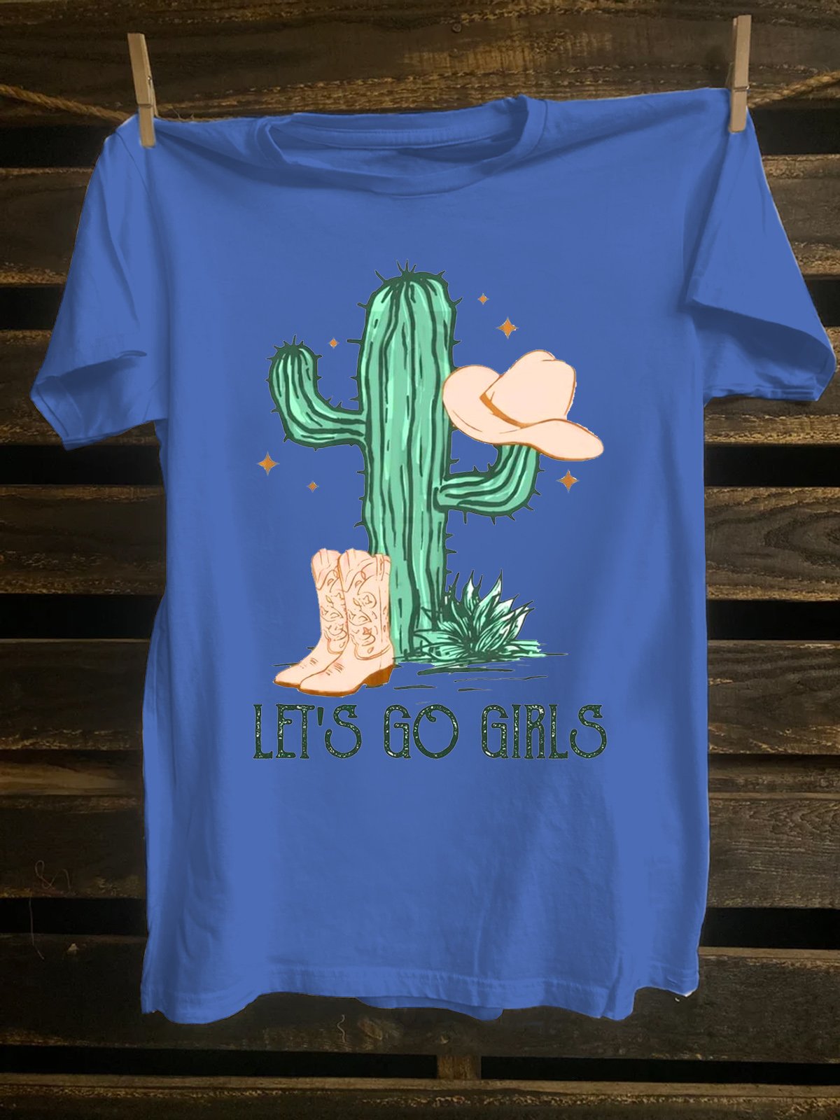 Cactus Cotton Loose Western Style T-Shirt