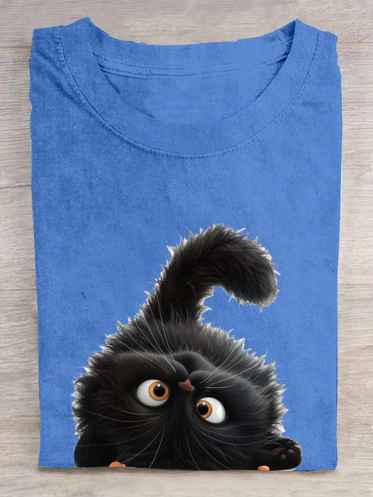 Cat Cotton Loose Casual T-Shirt