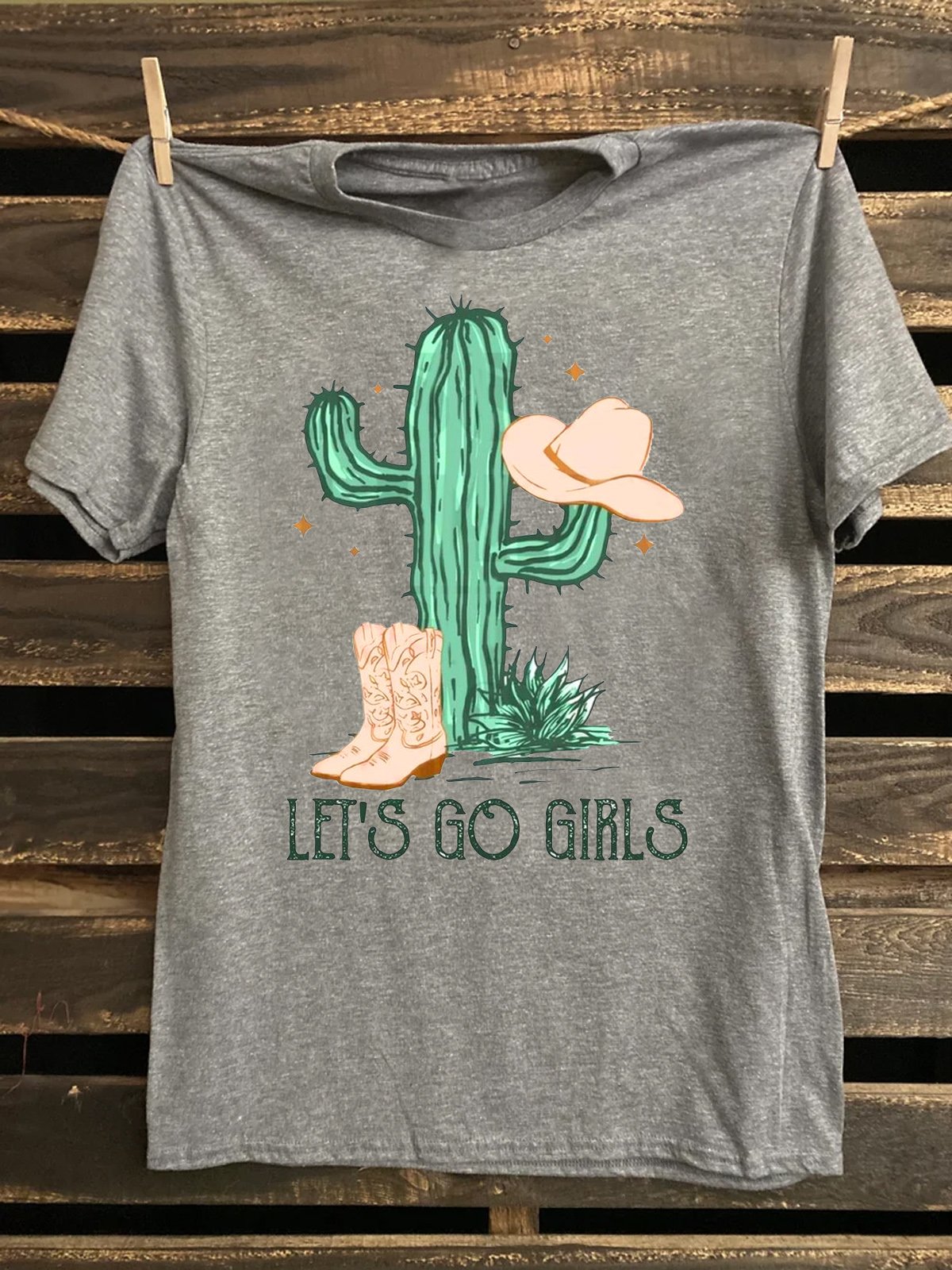 Cactus Cotton Loose Western Style T-Shirt