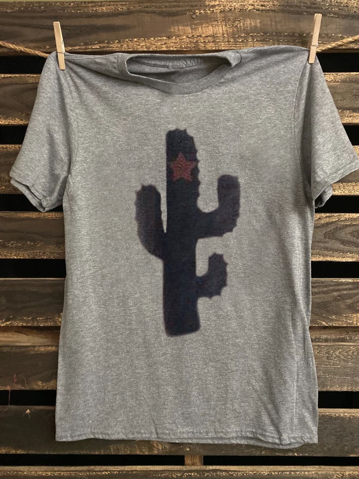 Cactus Printed Cotton Casual  T-Shirt