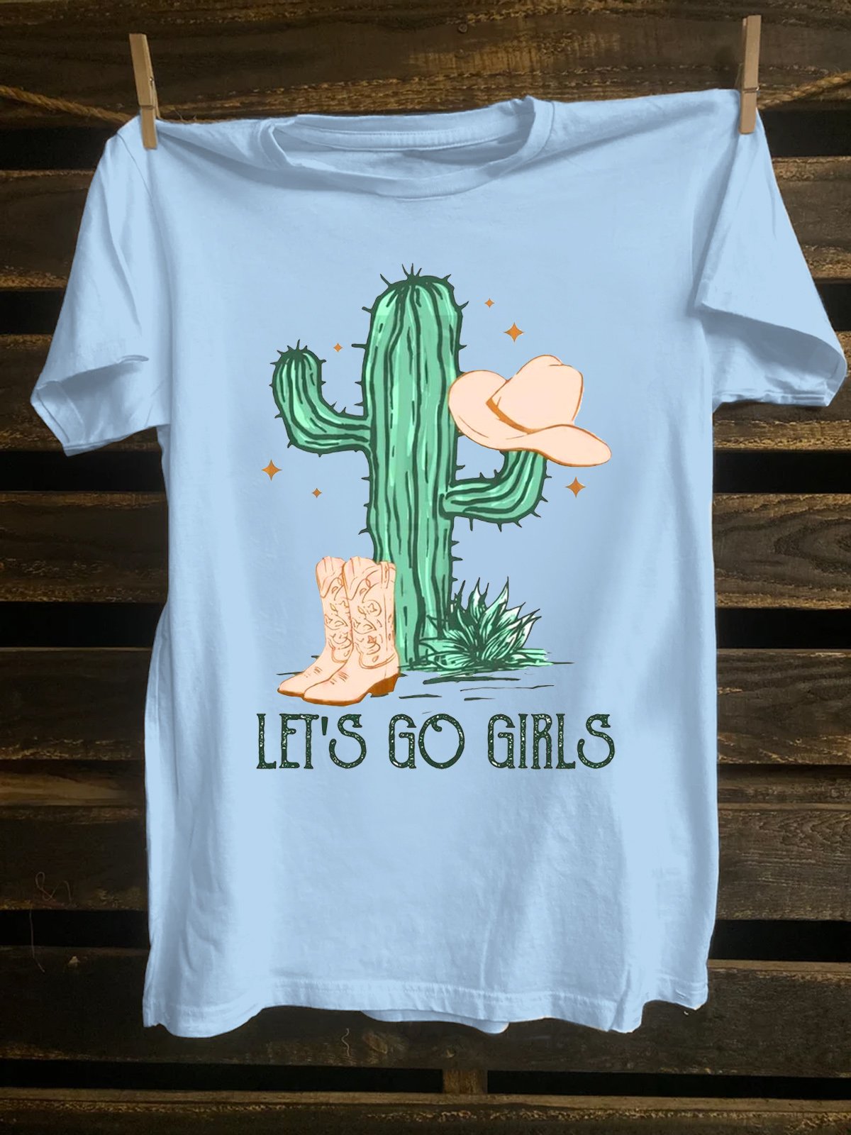 Cactus Cotton Loose Western Style T-Shirt