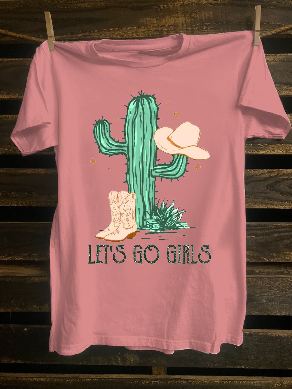 Cactus Cotton Loose Western Style T-Shirt