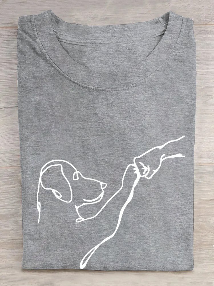 Loose Crew Neck Casual Dog T-Shirt