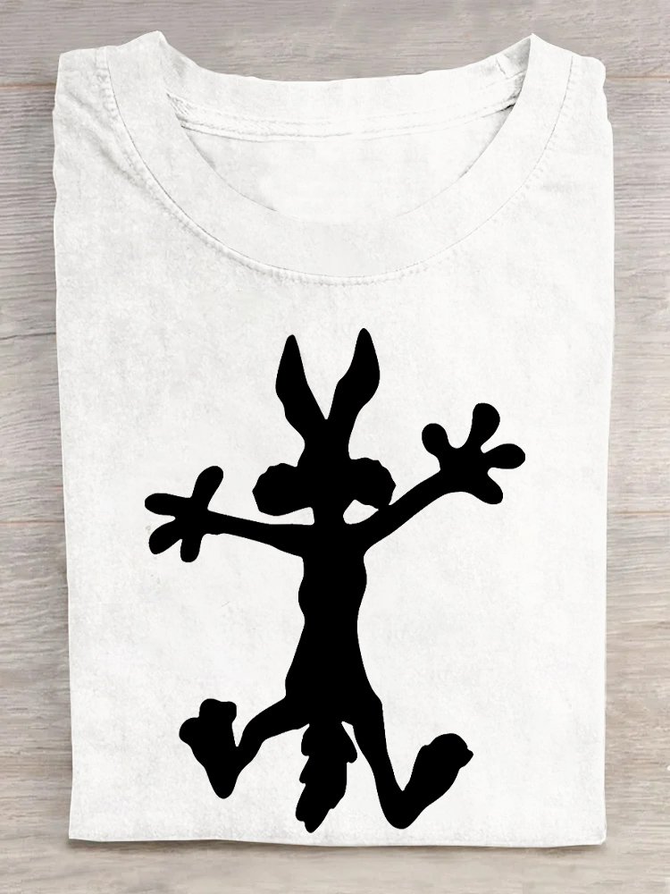 Casual Loose Crew Neck Rabbit T-Shirt