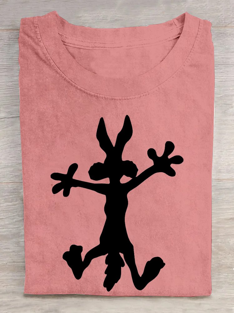 Casual Loose Crew Neck Rabbit T-Shirt