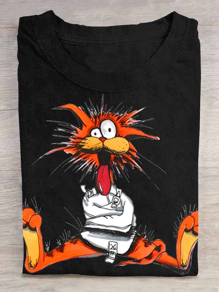 Cartoon Cotton-Blend Loose Casual T-Shirt