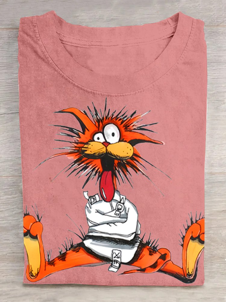 Cartoon Cotton-Blend Loose Casual T-Shirt