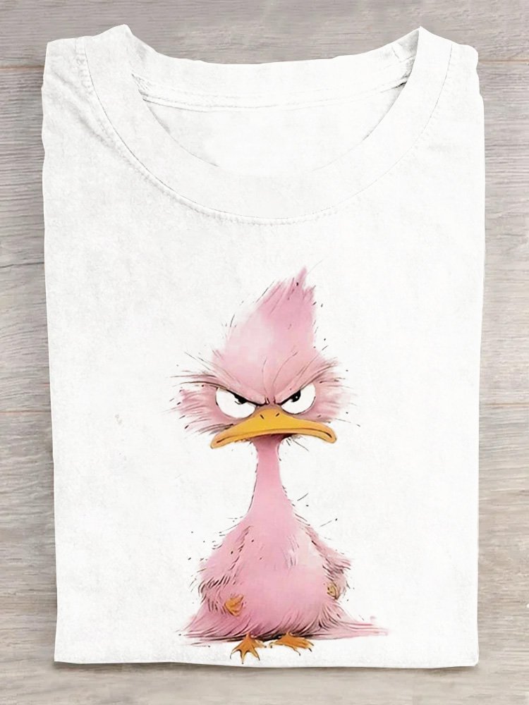 Casual Loose Crew Neck Duck T-Shirt