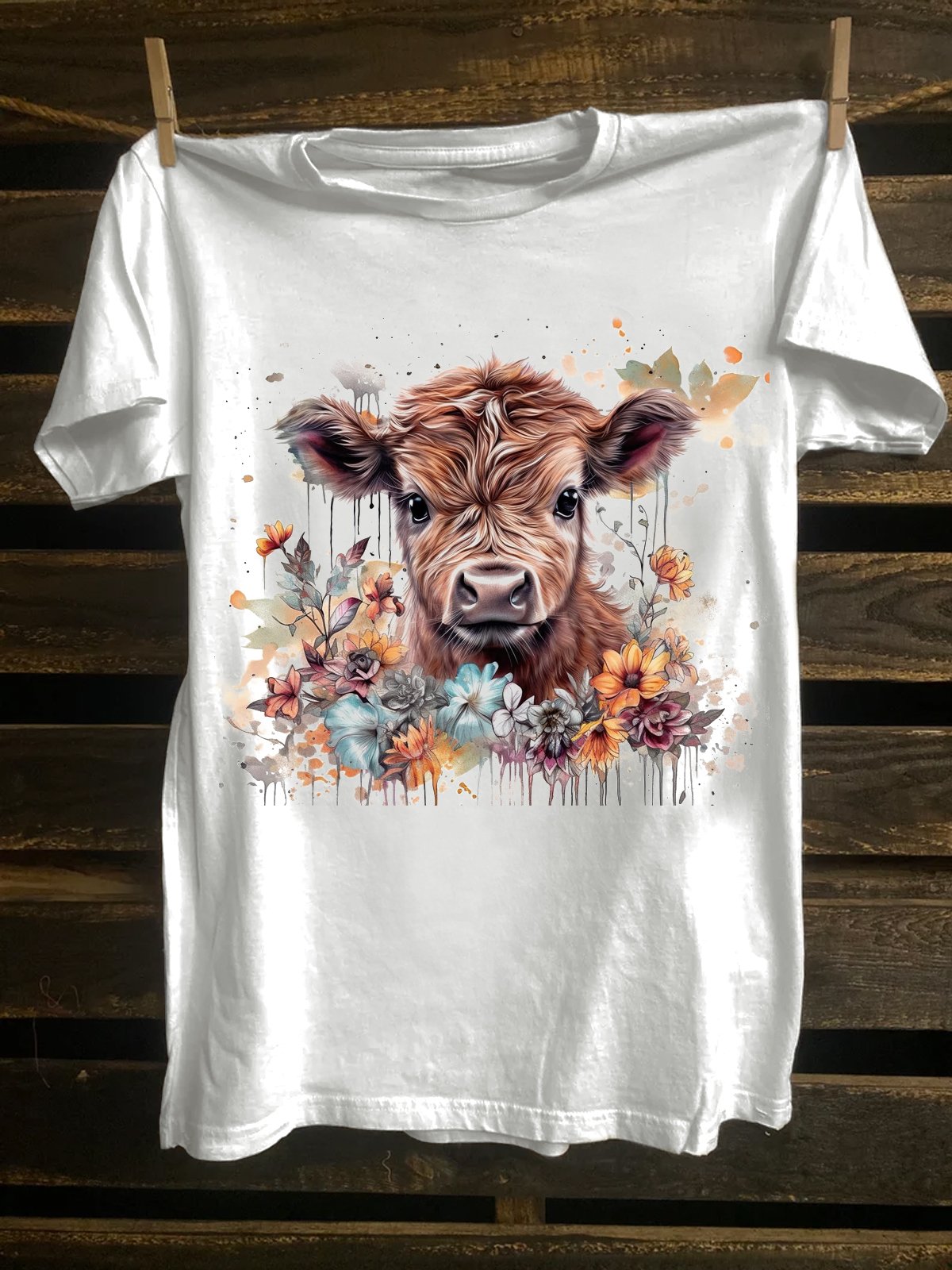 Cotton Western Style Crew Neck T-Shirt