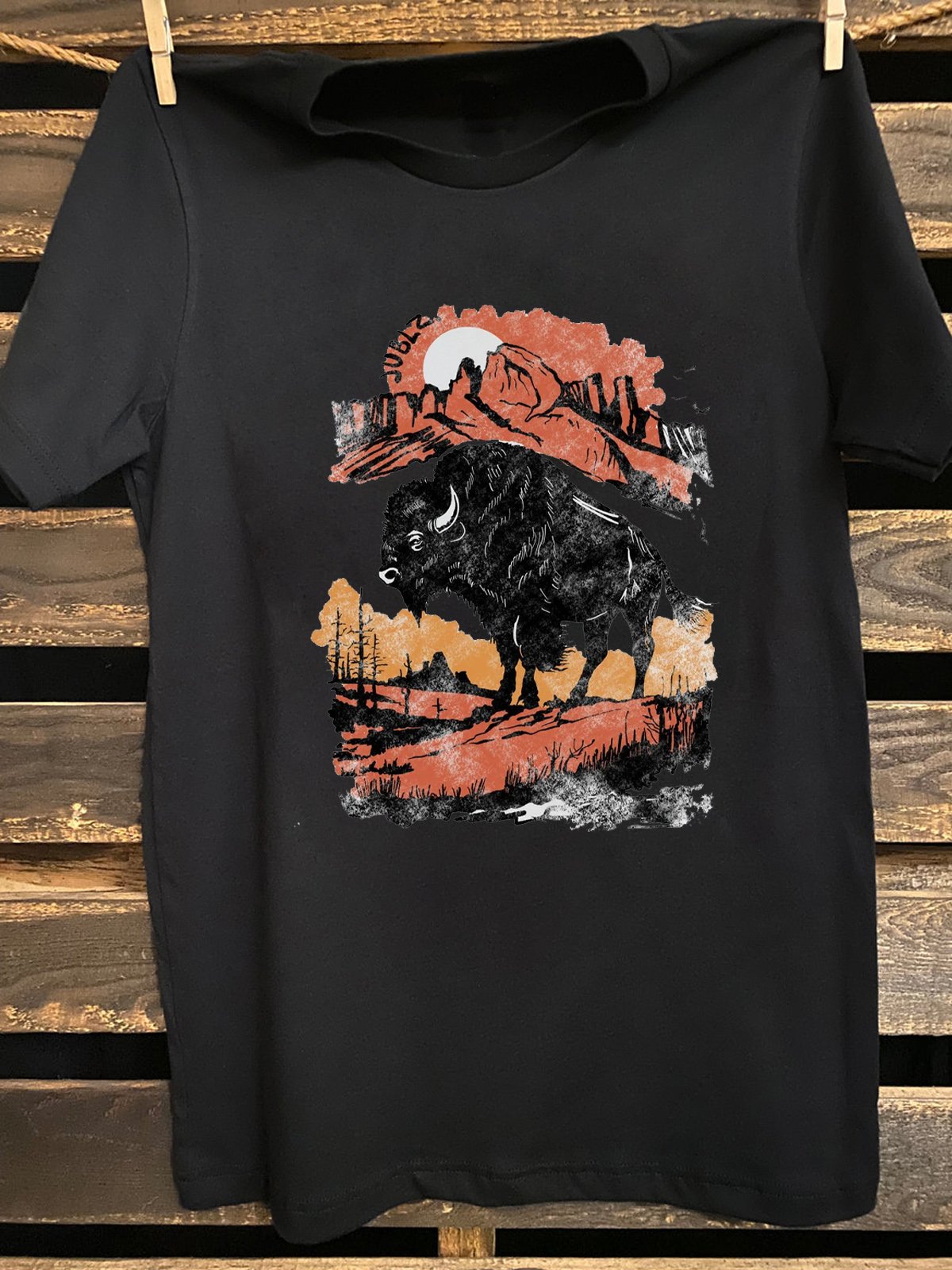 Crew Neck Cattle Western Style T-Shirt