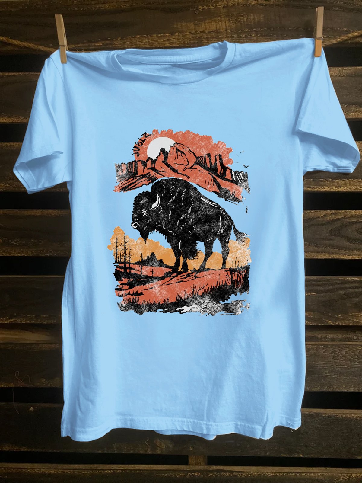 Crew Neck Cattle Western Style T-Shirt