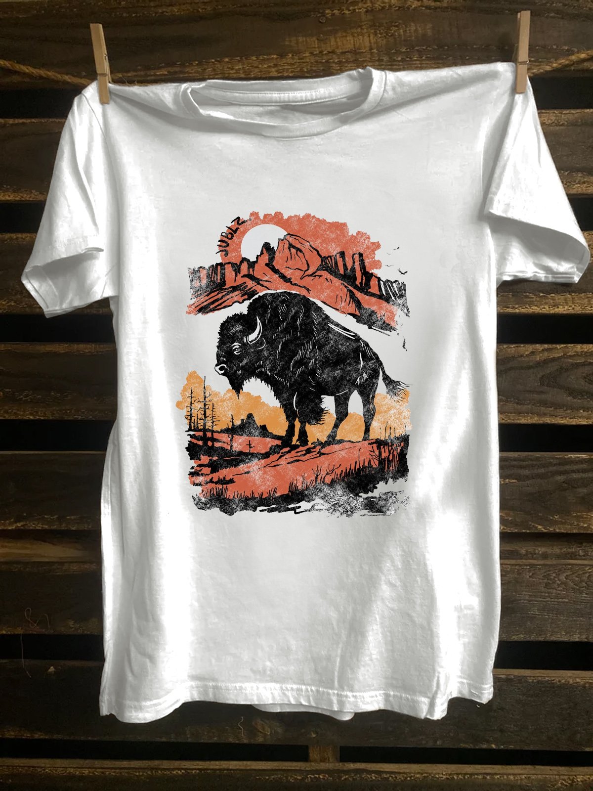 Crew Neck Cattle Western Style T-Shirt