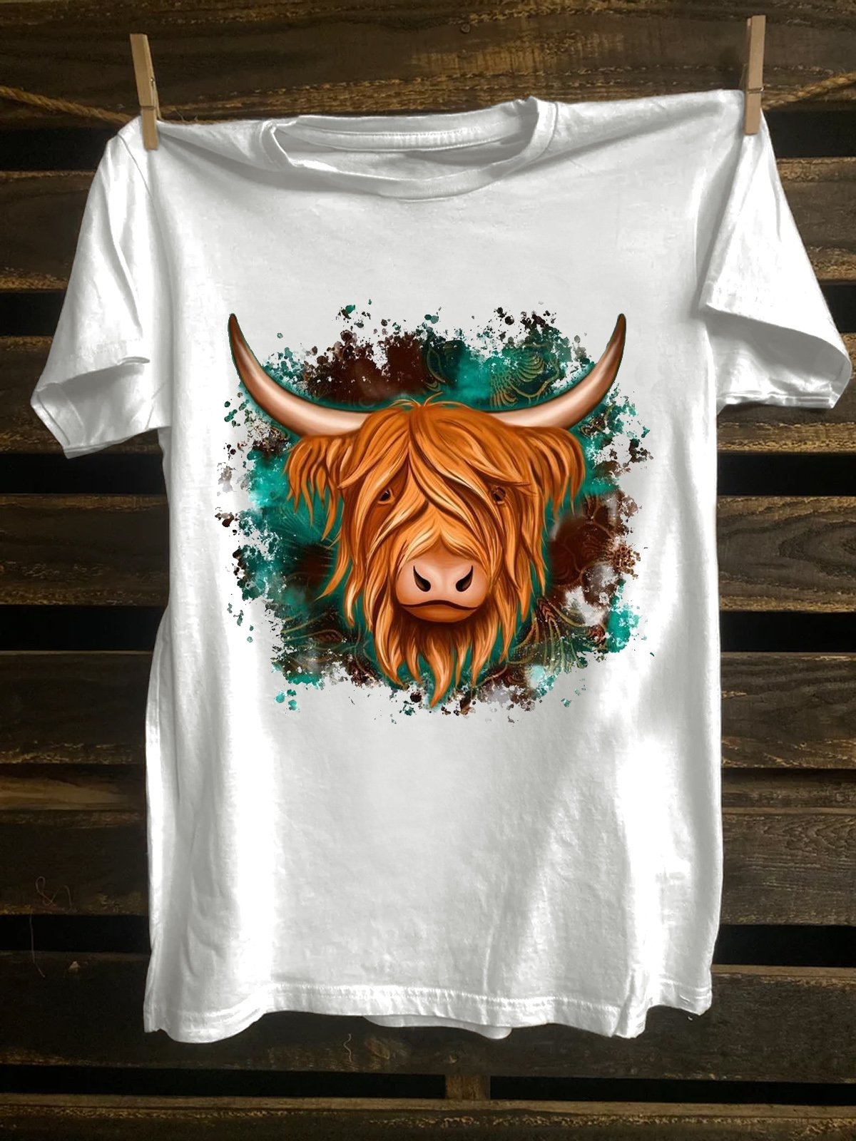 Western Style Highland Cow Western  T-Shirt