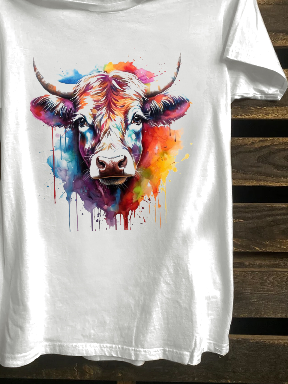 Crew Neck Cotton-Blend Loose Western Style T-Shirt