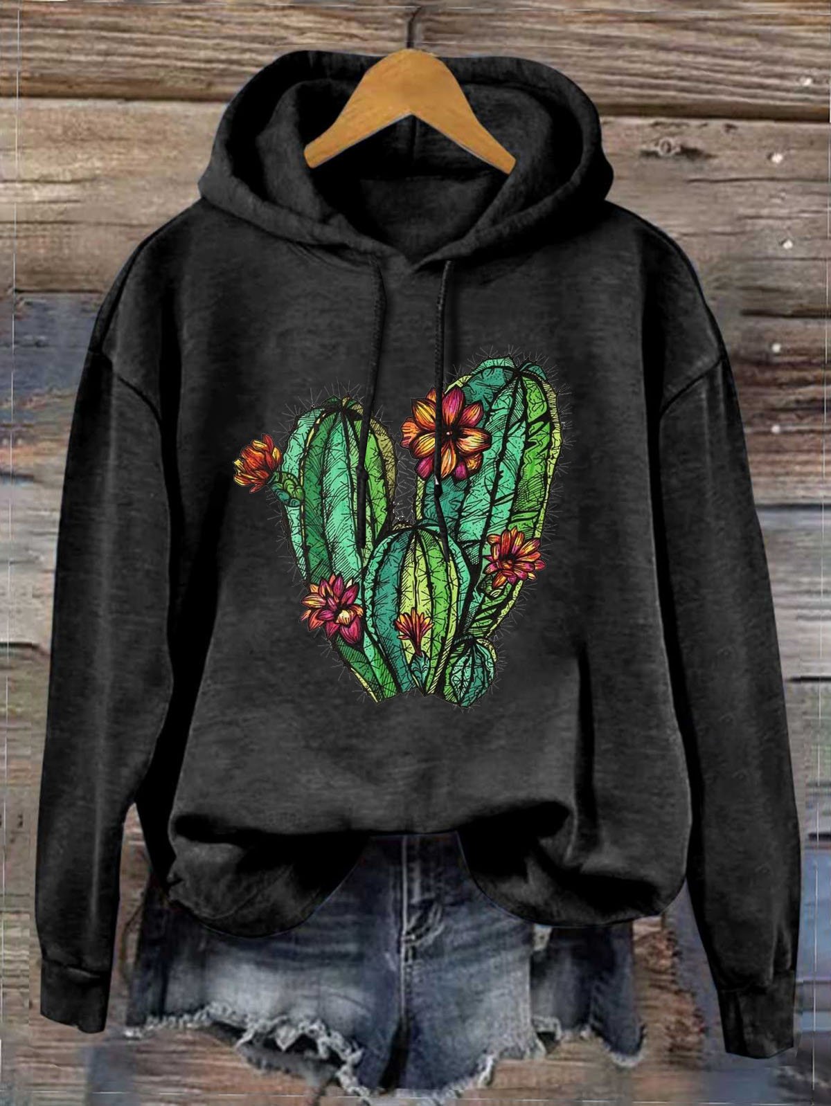 Loose Hoodie Western Style Floral Hoodie