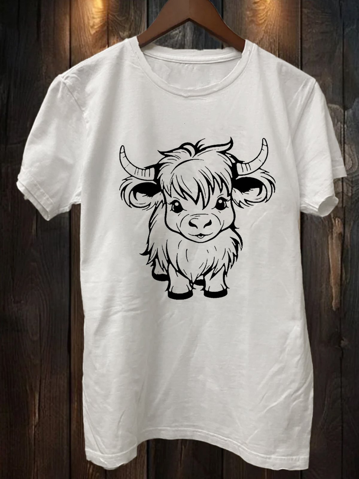 Cattle Cotton-Blend Loose Western Style T-Shirt