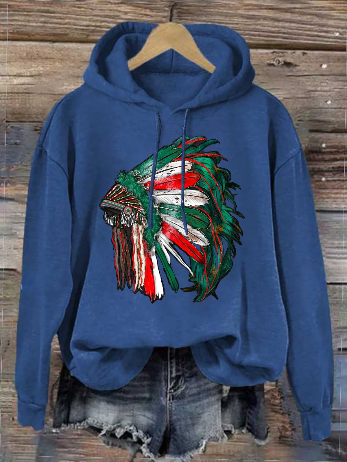 Feather Pattern Western Style Hoodie