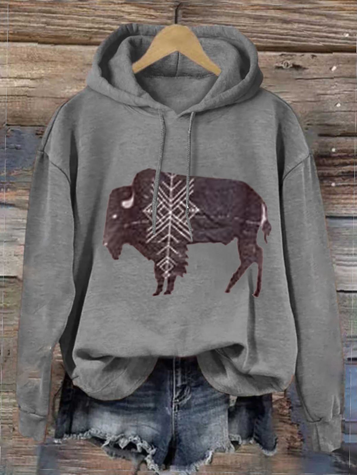 Western Style Loose Abstract Cattle Hoodie