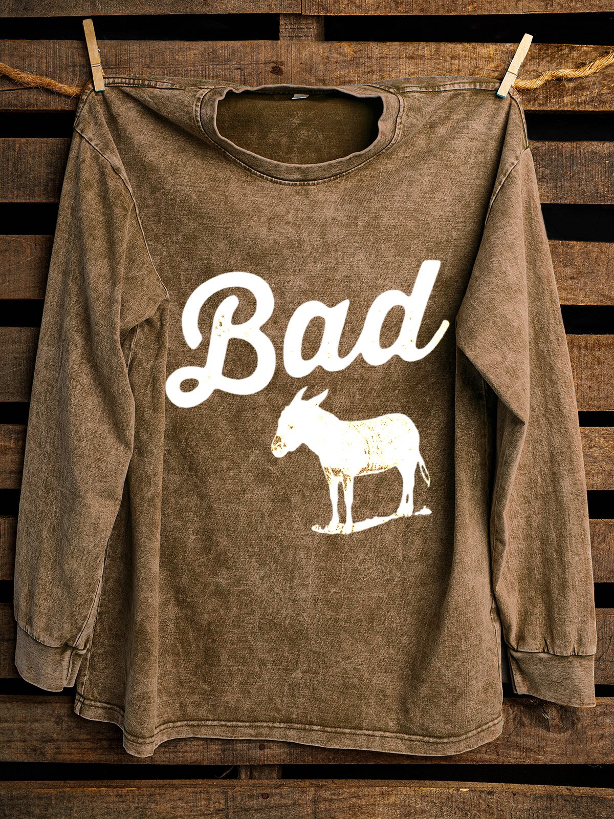 Crew Neck Western Style Loose Sweatshirt