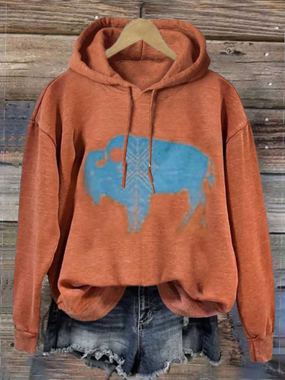 Western Style Loose Abstract Cattle Hoodie