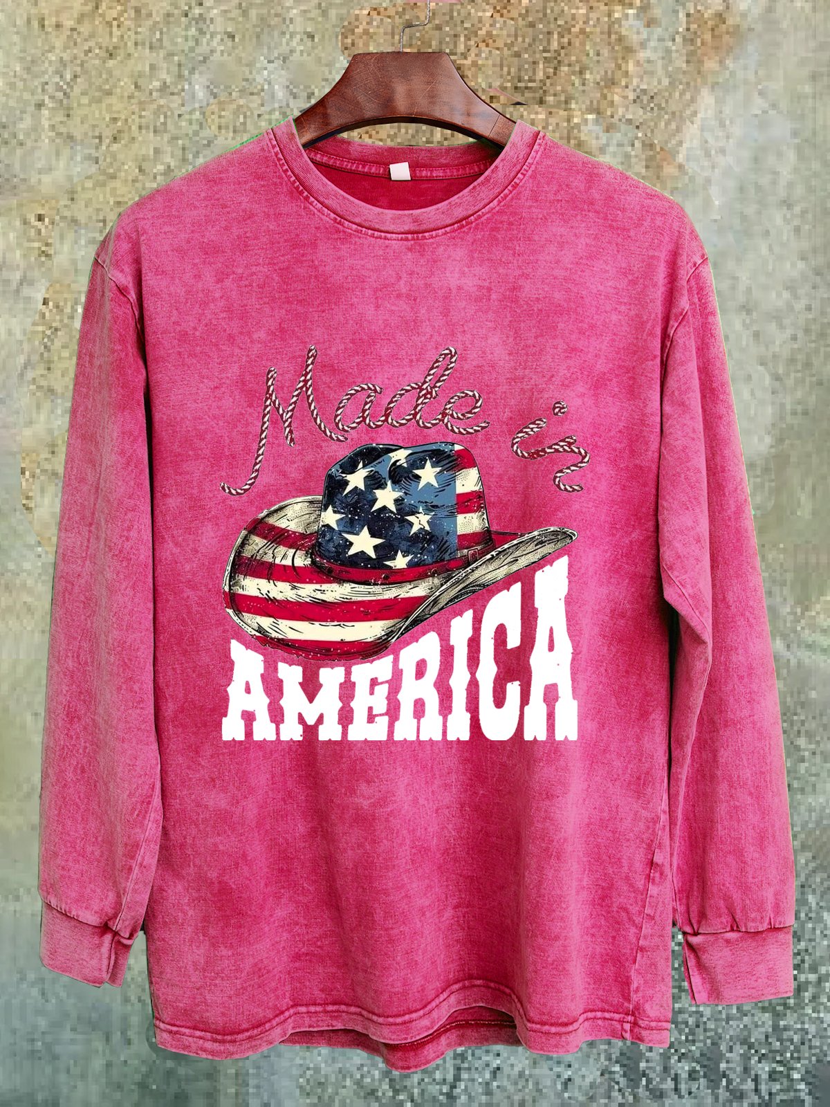 Distressing Western Style America Cowboy Hat Sweatshirt