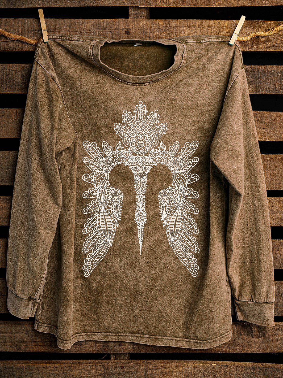 Western Style Cotton Distressing Loose Sweatshirt