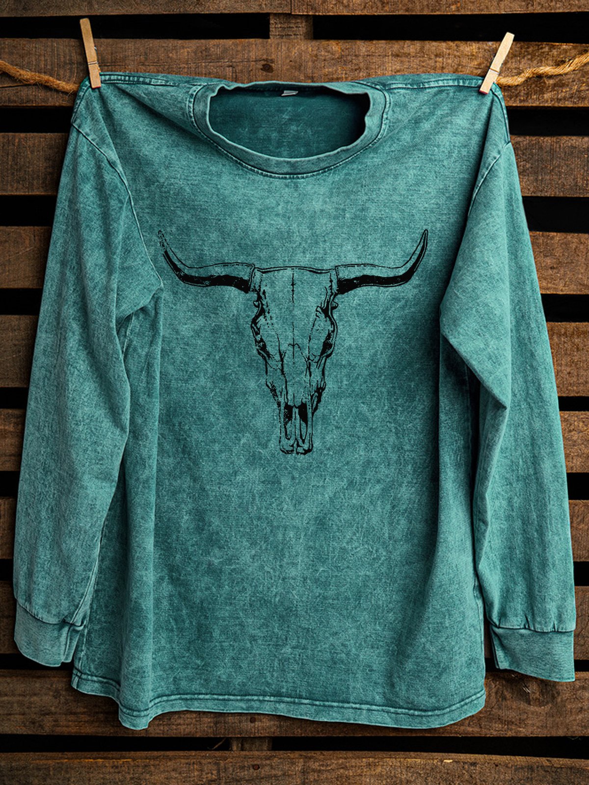 Western Style Loose Cotton Distressing Sweatshirt