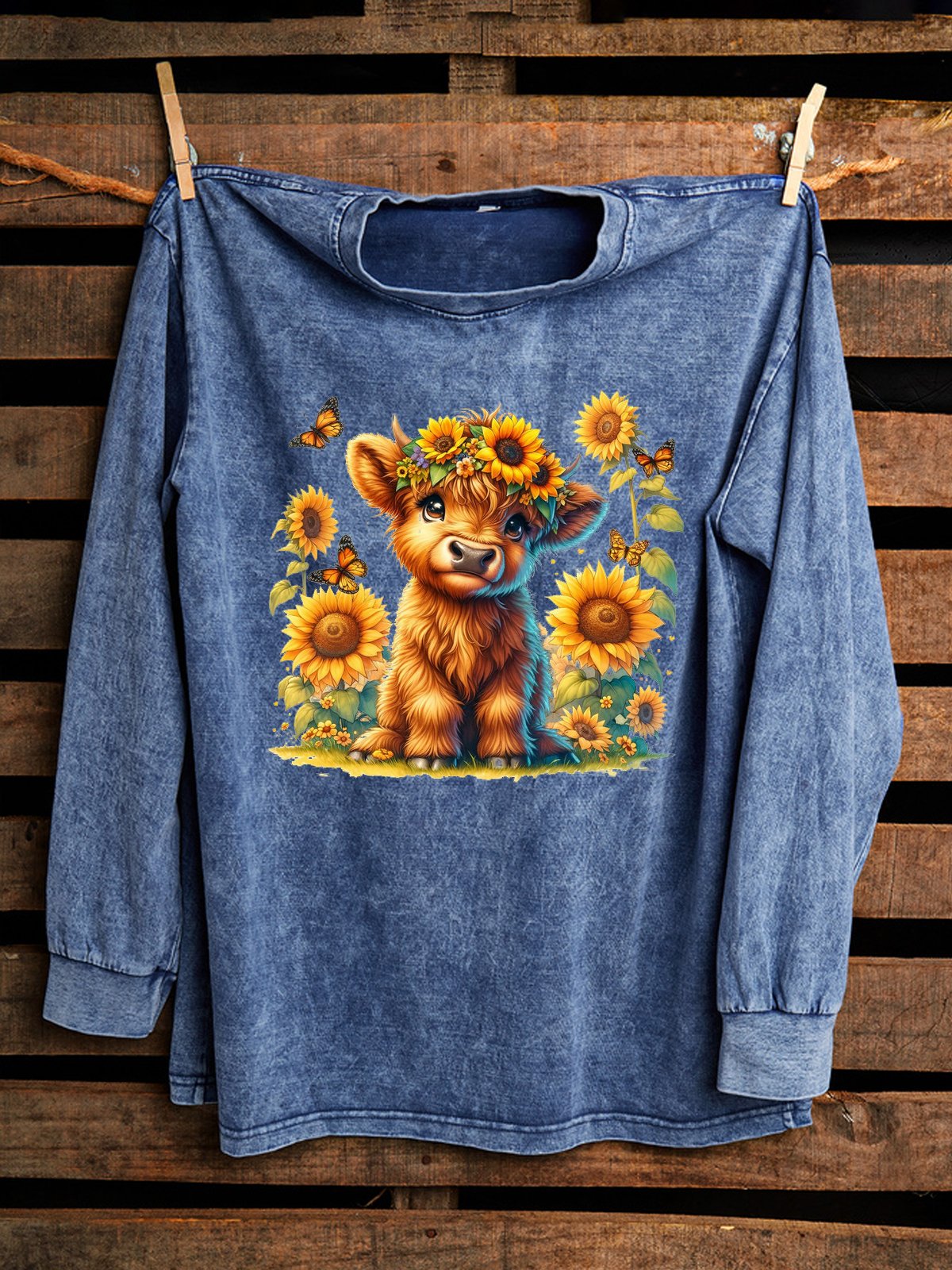 Crew Neck Western Style Loose Sweatshirt