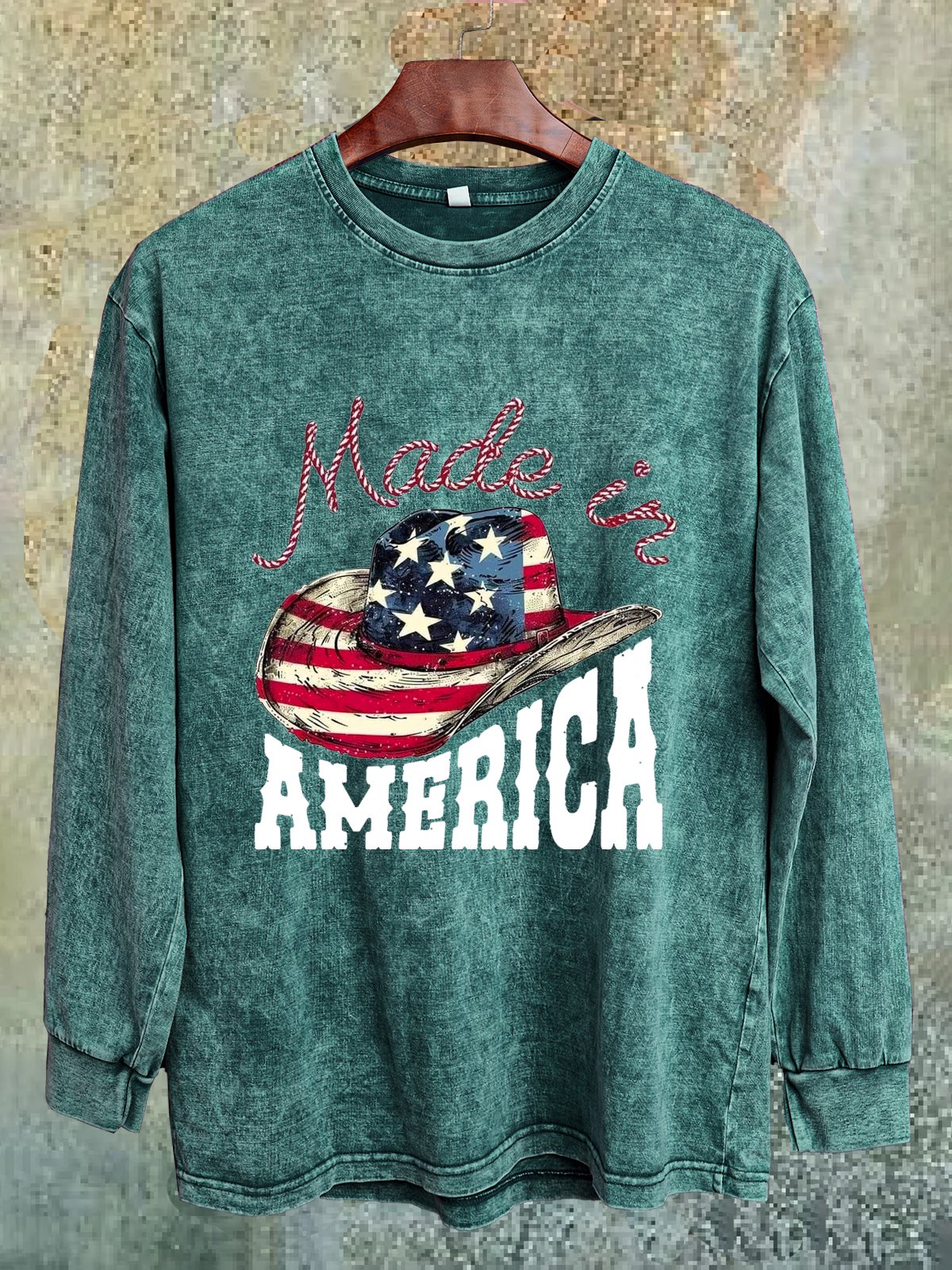 Distressing Western Style America Cowboy Hat Sweatshirt