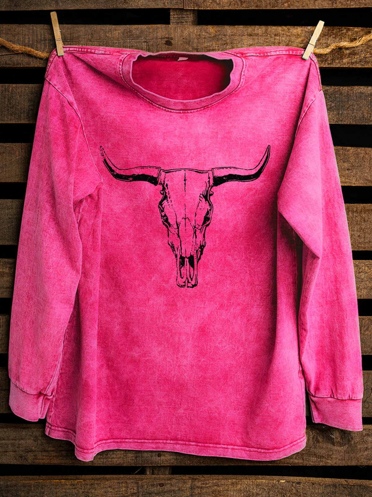 Western Style Loose Cotton Distressing Sweatshirt