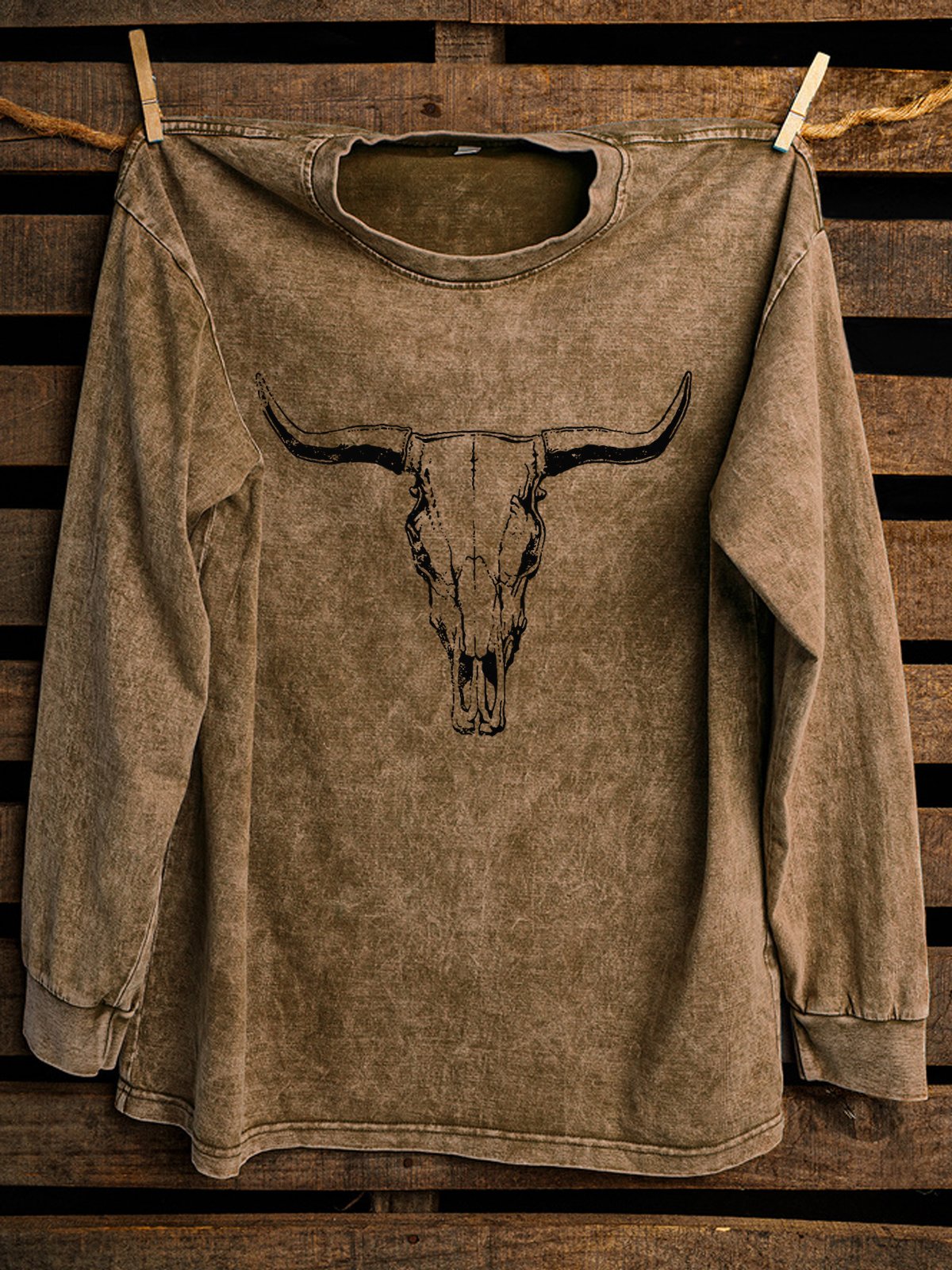 Western Style Loose Cotton Distressing Sweatshirt