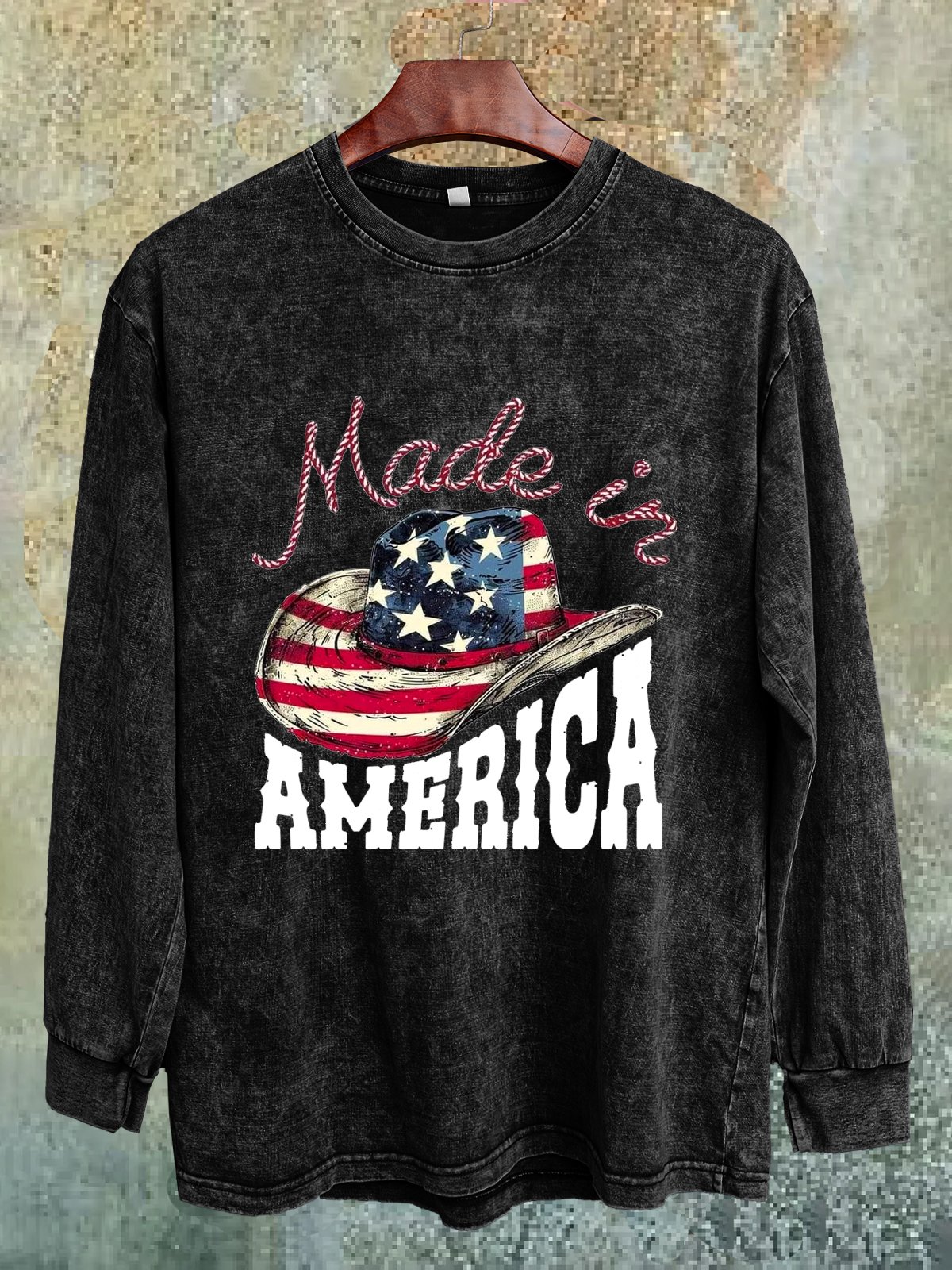 Distressing Western Style America Cowboy Hat Sweatshirt