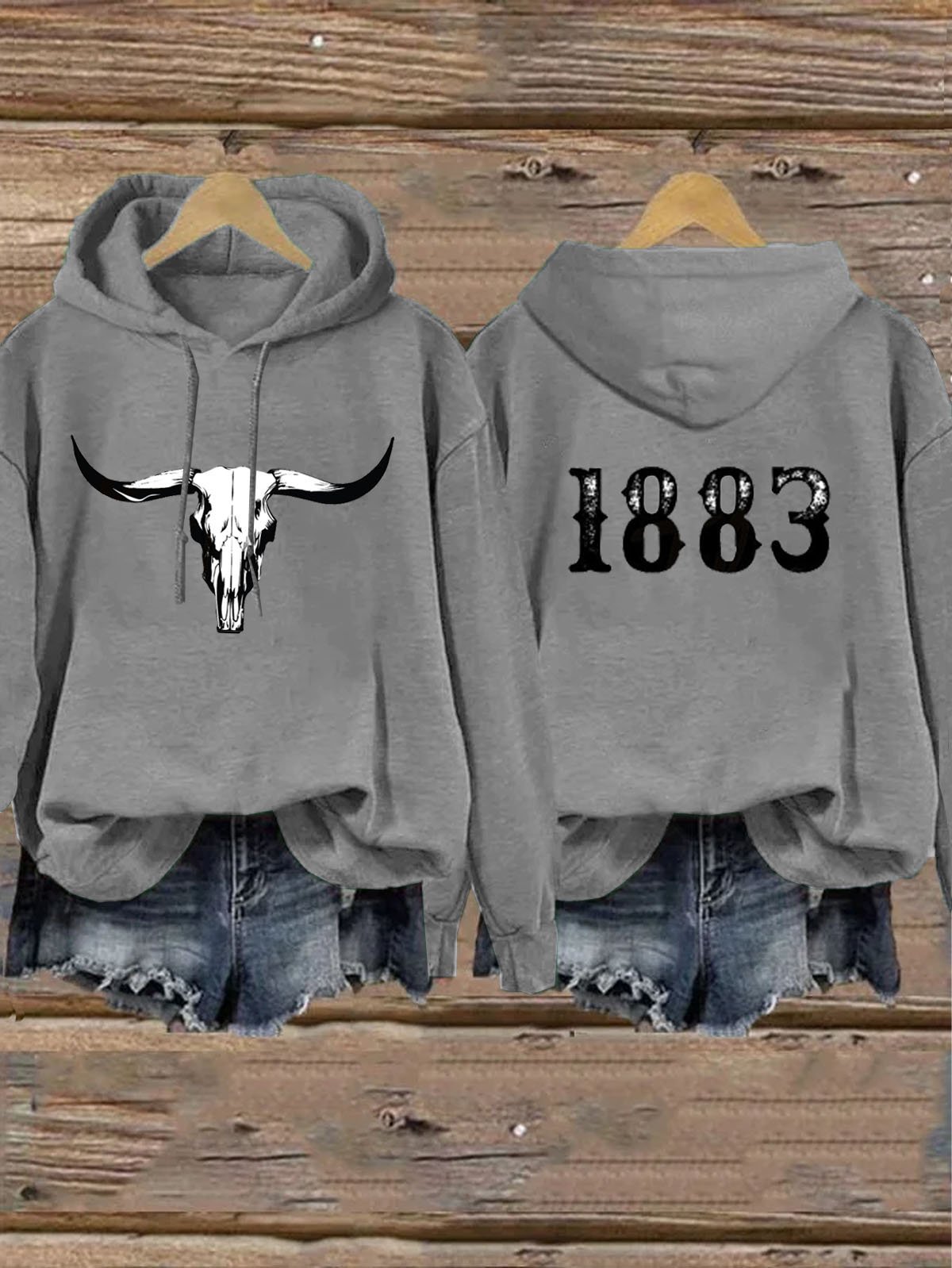 Loose Western Style 1883 Printed Hoodie