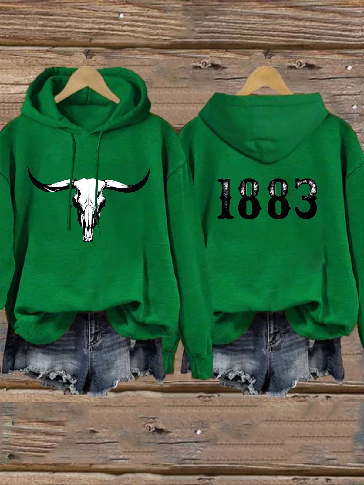 Loose Western Style 1883 Printed Hoodie