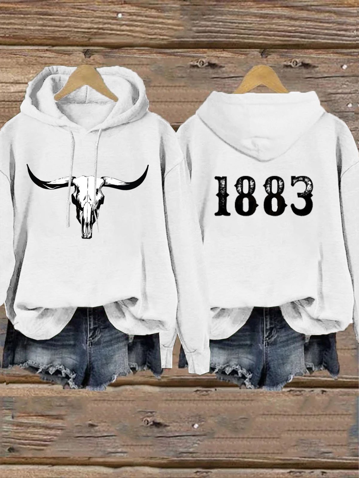 Loose Western Style 1883 Printed Hoodie