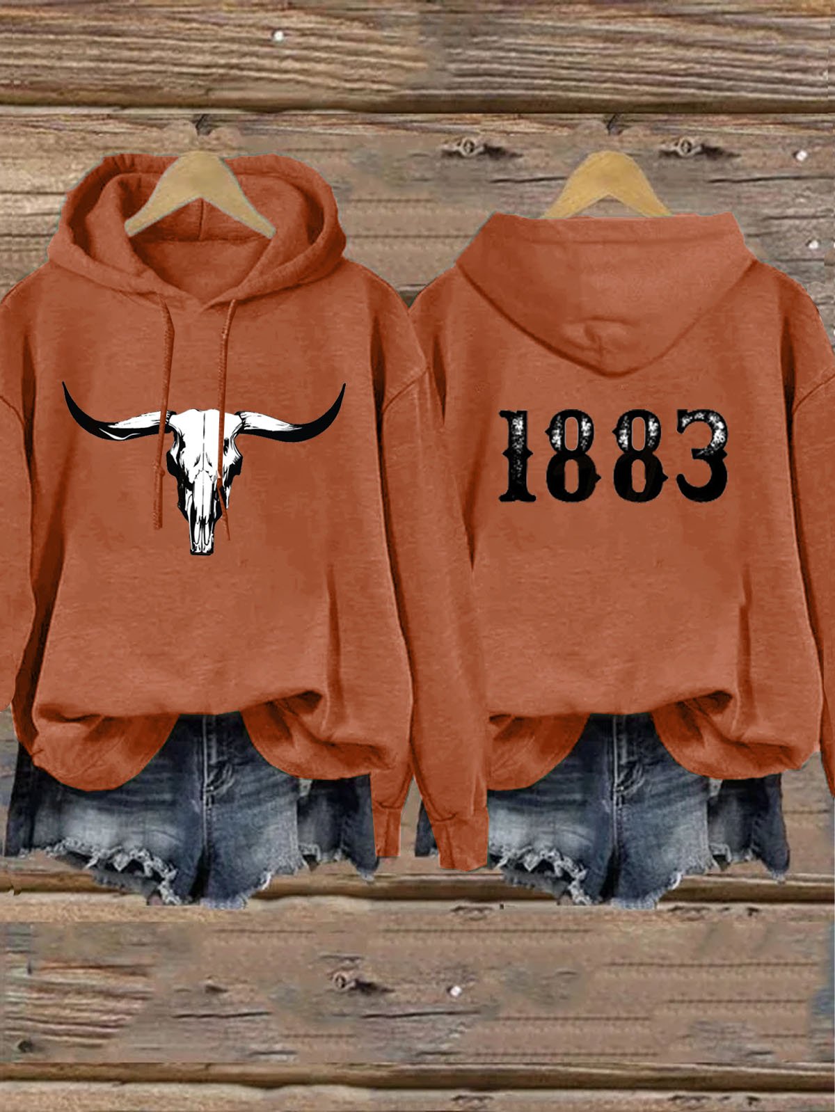 Loose Western Style 1883 Printed Hoodie