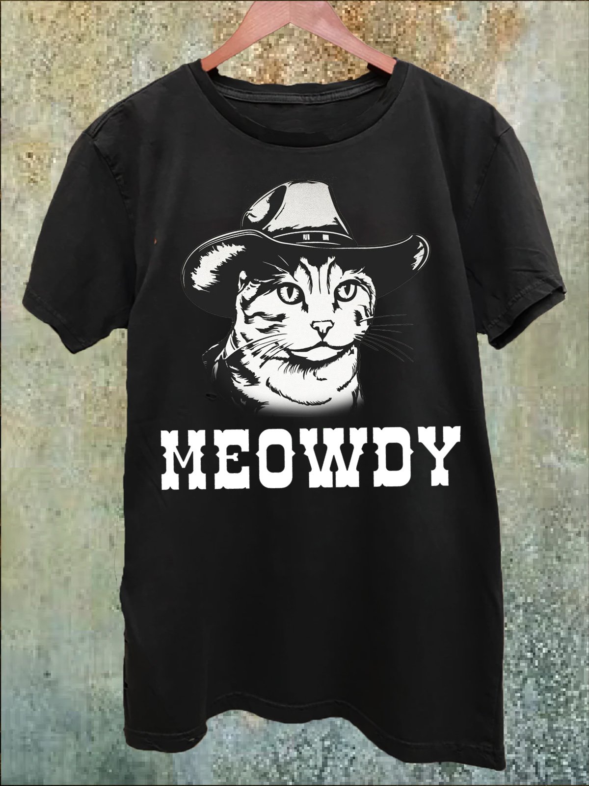 Cowboy Cat Cotton-Blend Western Style Loose T-Shirt