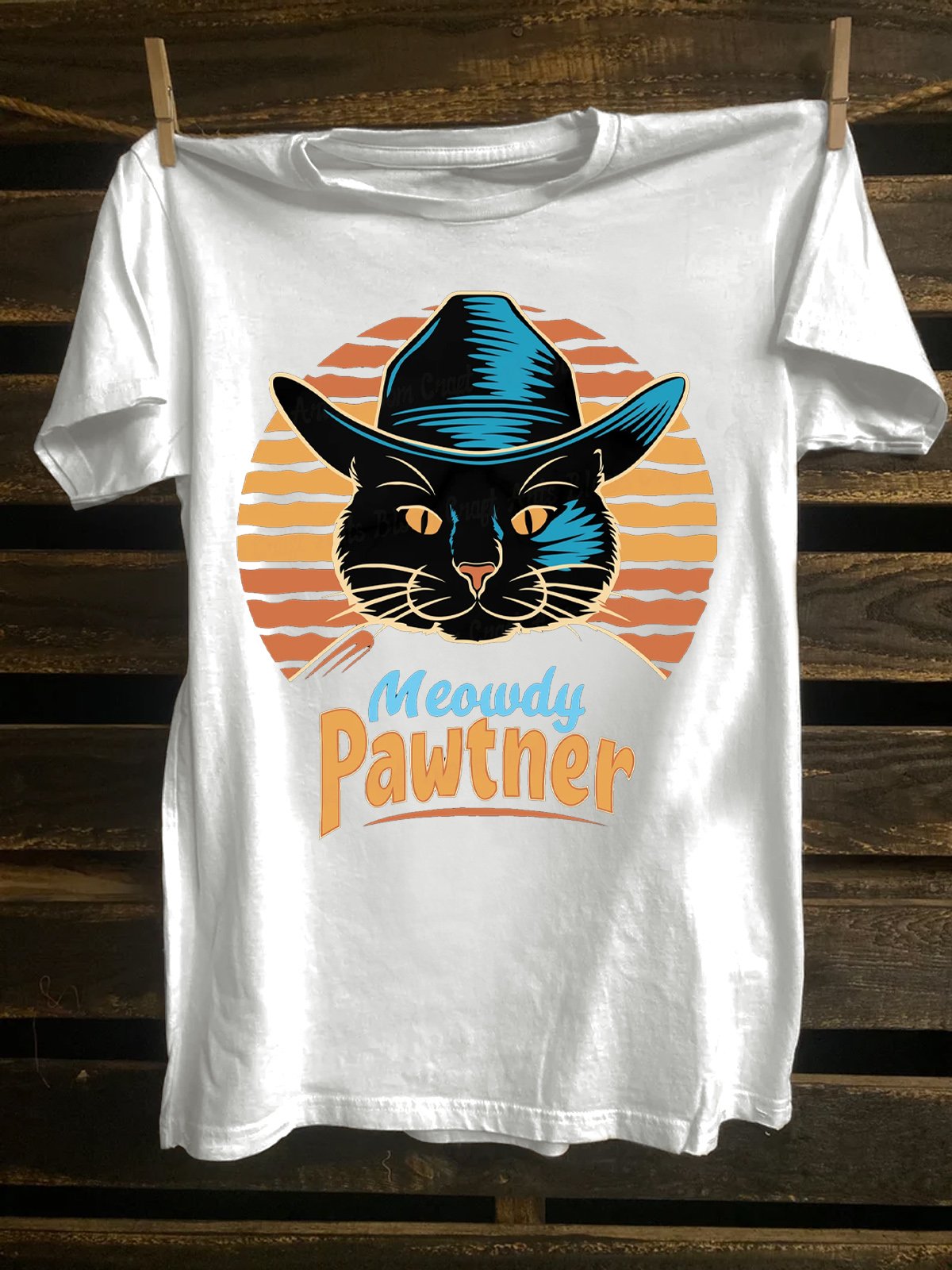 Western Style Cowboy Cat T-Shirt