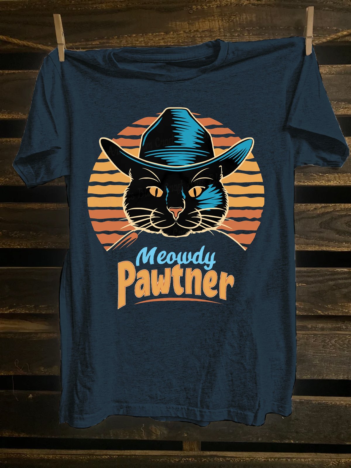 Western Style Cowboy Cat T-Shirt