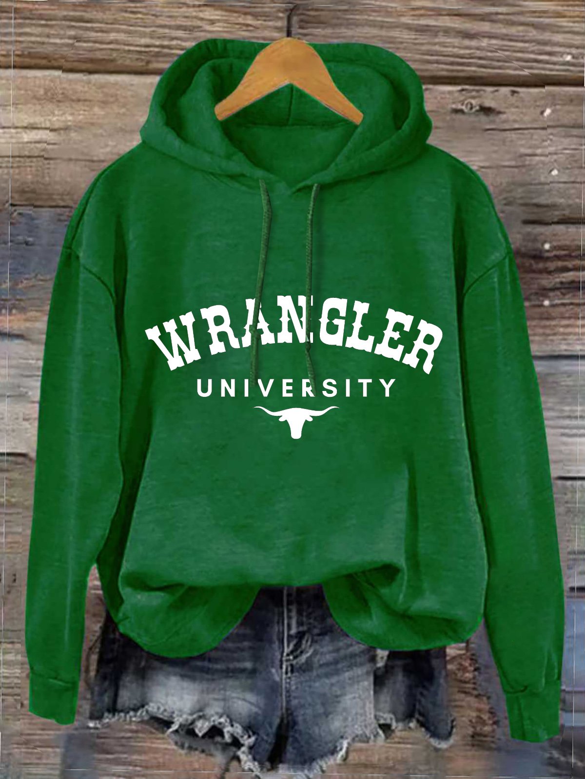 Western Style Wrangler University Cowgirl Cotton-Blend Letter Pattern Hoodie