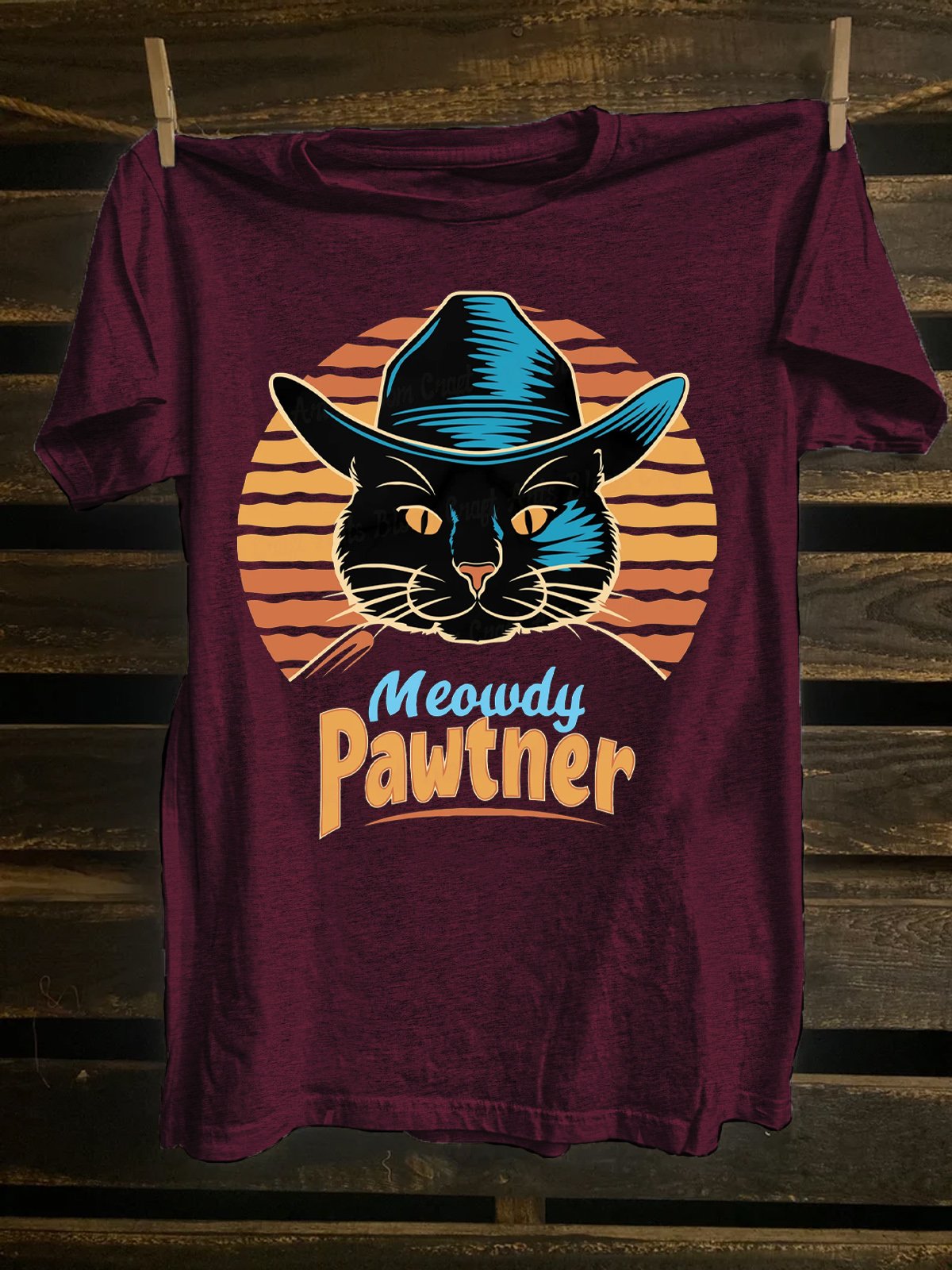 Western Style Cowboy Cat T-Shirt