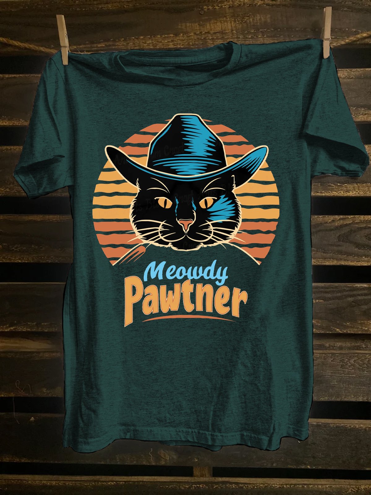 Western Style Cowboy Cat T-Shirt