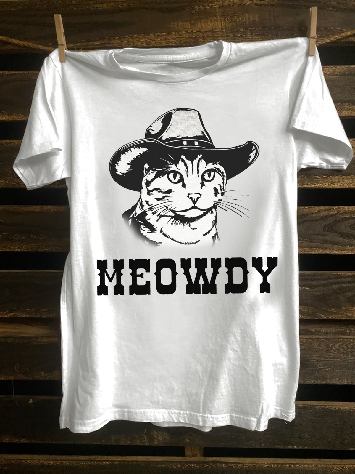 Cowboy Cat Cotton-Blend Western Style Loose T-Shirt