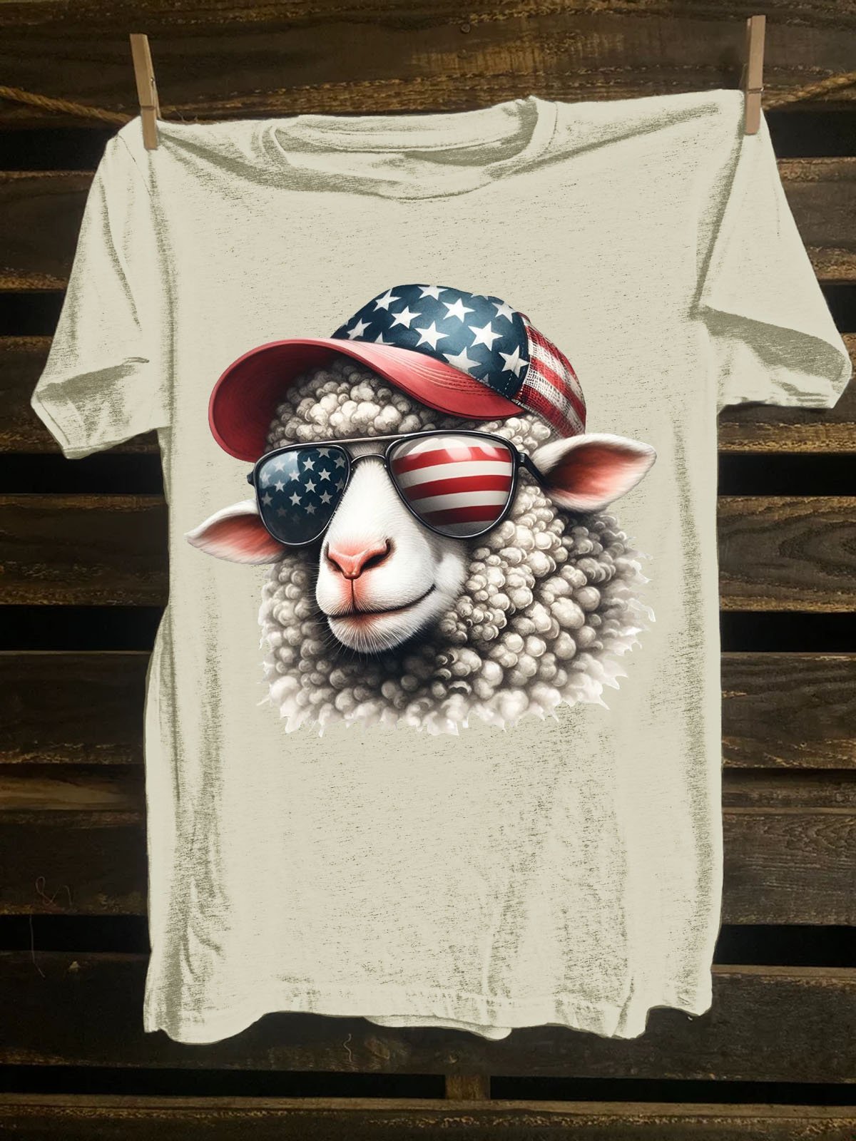 American Sheep Western Style Crew Neck T-Shirt