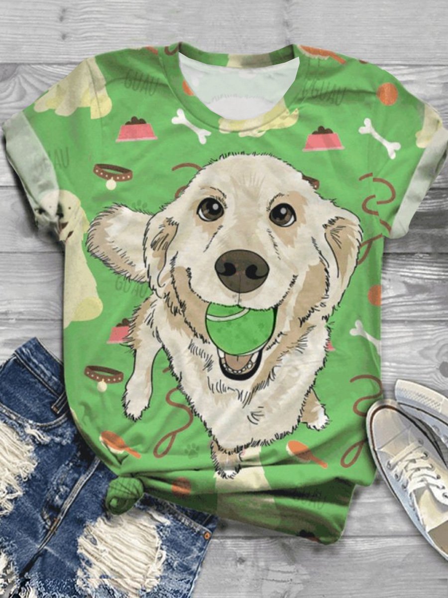 Jersey Dog Loose Casual T-Shirt