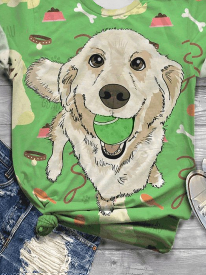 Jersey Dog Loose Casual T-Shirt