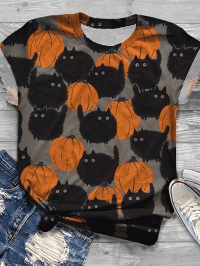 Crew Neck Casual Loose Halloween T-Shirt