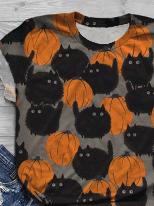 Crew Neck Casual Loose Halloween T-Shirt