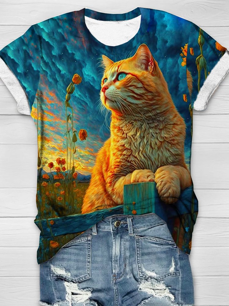 Cat Loose Casual T-Shirt