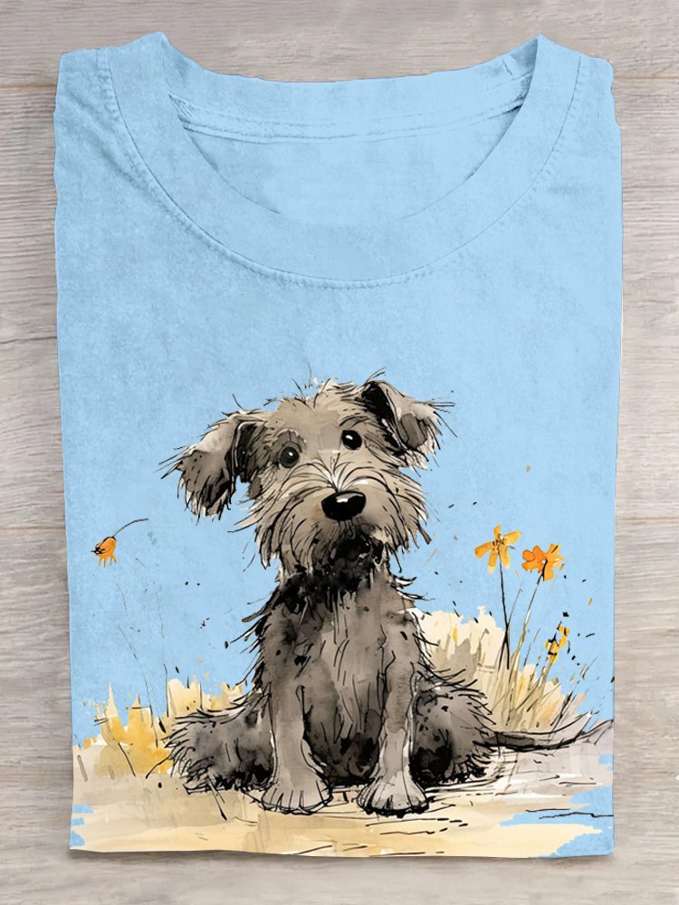 Loose Cotton Dog Casual T-Shirt